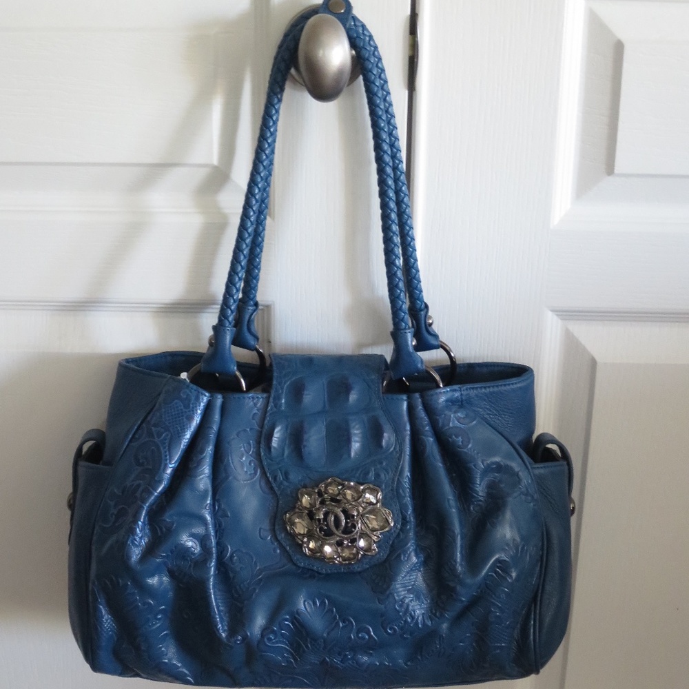 💗 SHARIF NWT LEATHER Hand Tooled Satchel Handbag - Beautiful Detail & Lining!💗